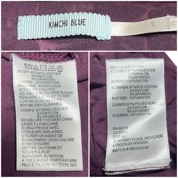 KIMCHI BLUE URBAN OUTFITTERS Floral Burnout Velvet Skater Dress in Plum Purple S - Picture 7 of 7